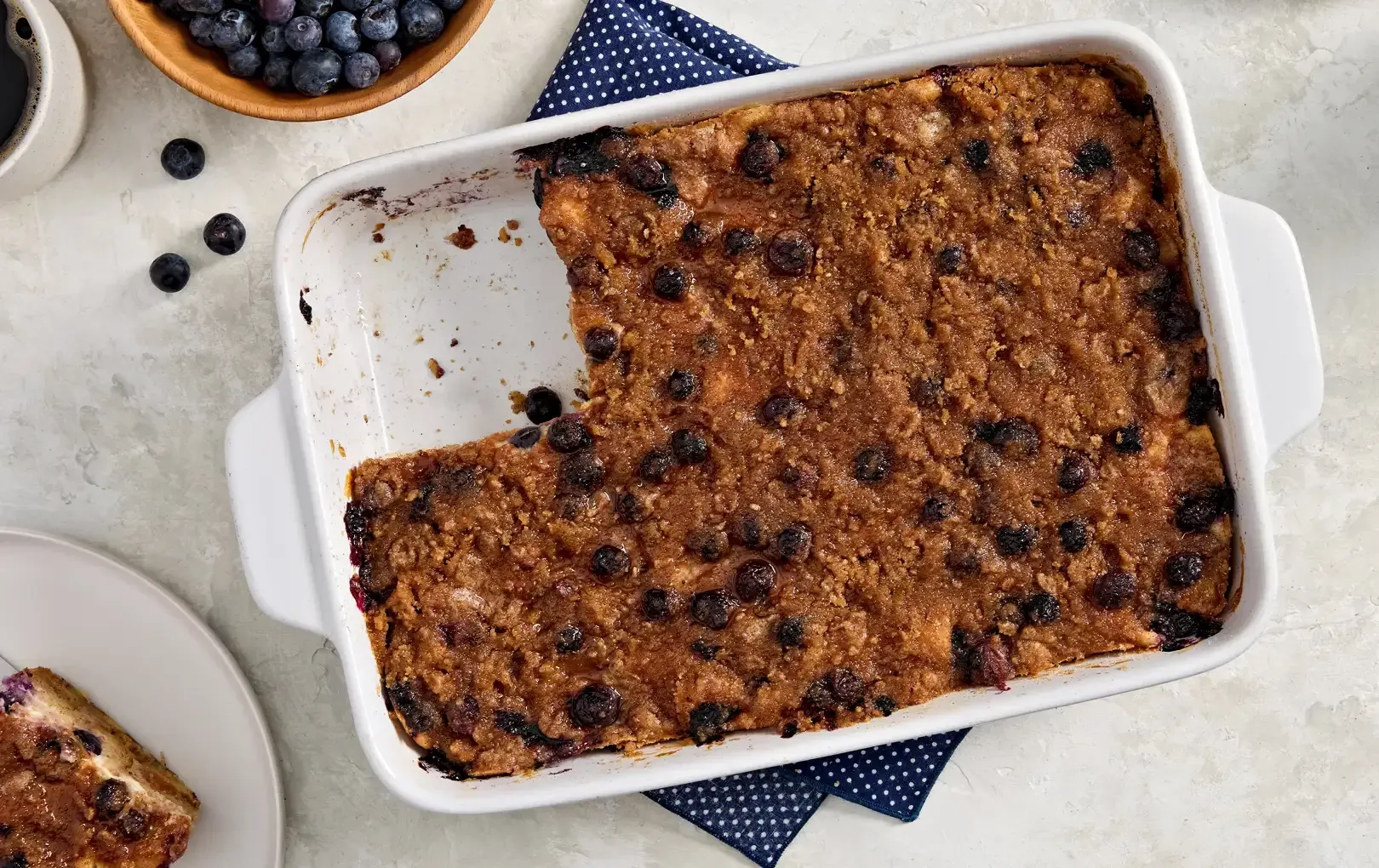 Overnight Lemon Blueberry Muffin Casserole