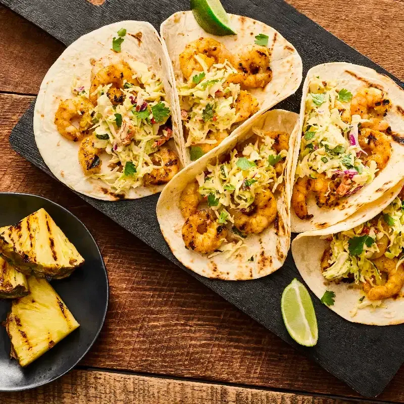 Pineapple Teriyaki Shrimp Tacos