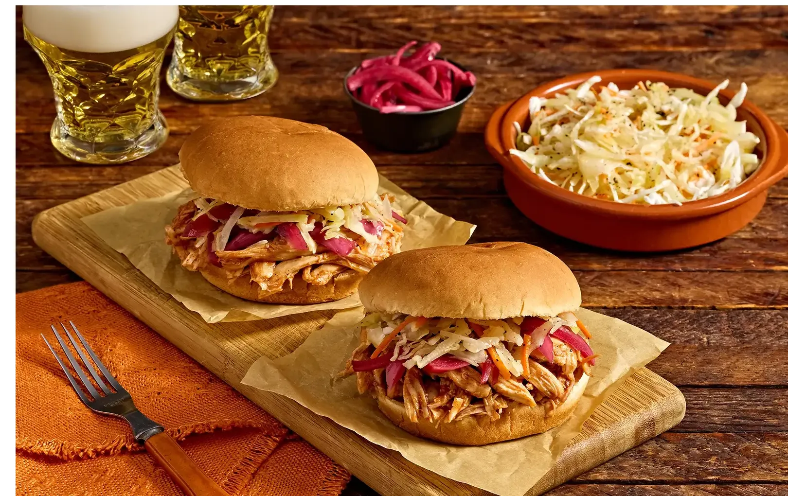 Whiskey Peach Pulled Chicken Sandwiches
