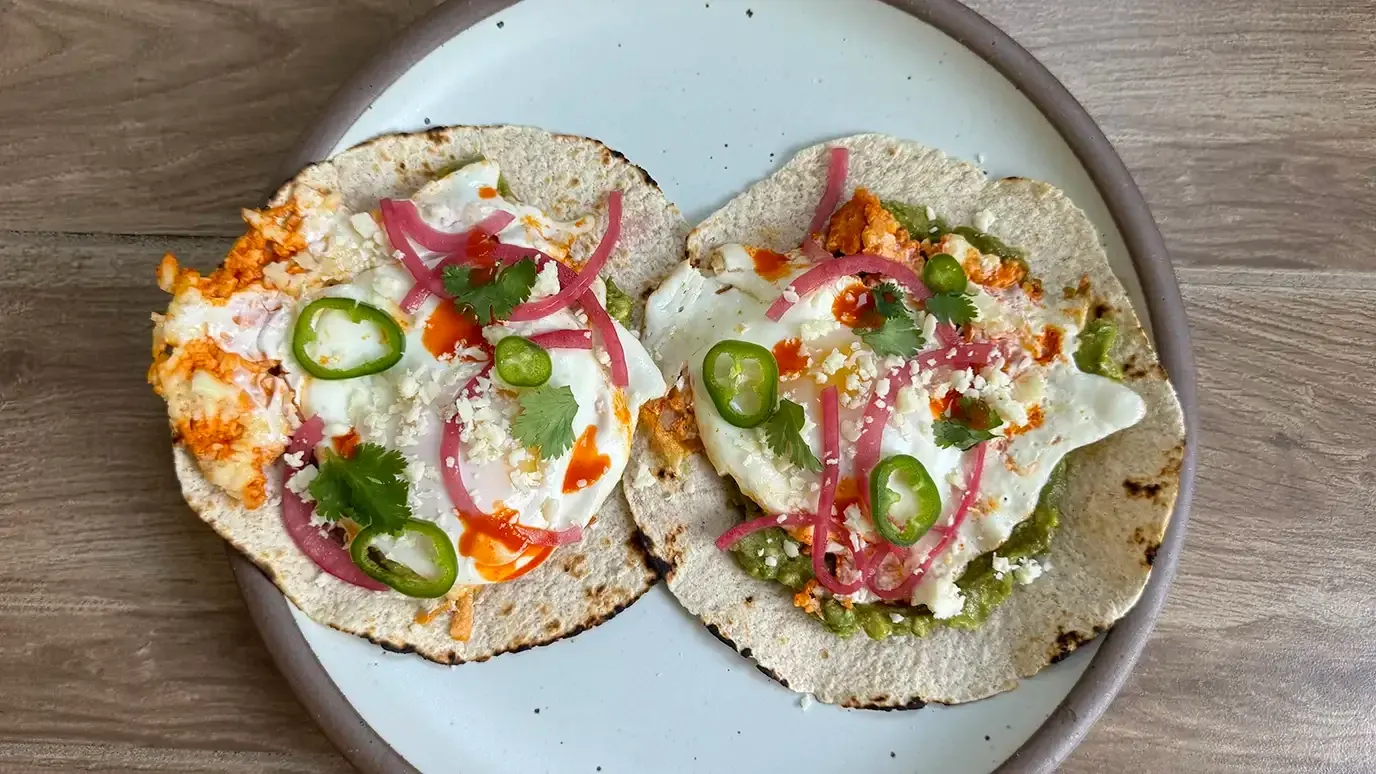 Cheesy Hot Sauce Fried Egg Tacos