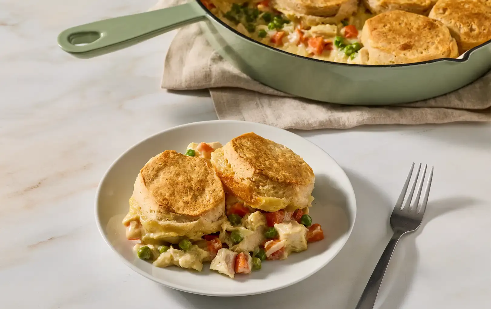 Skillet Chicken Biscuit Pot Pie