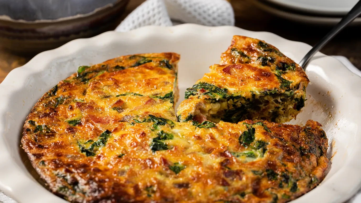 Bacon and Spinach Crustless Quiche
