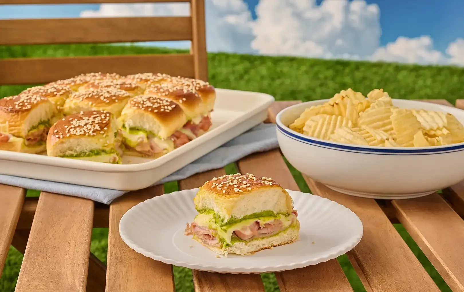 French’s Goomi’s Green Mustard Ham and Cheese Sliders