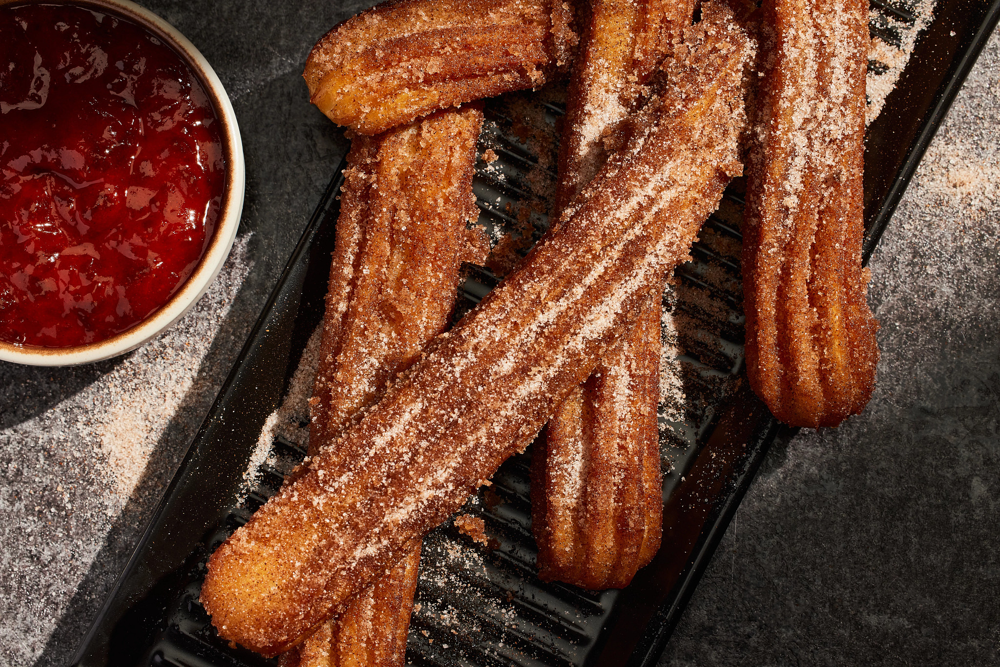 Churros with Pineapple Gochujang Sauce