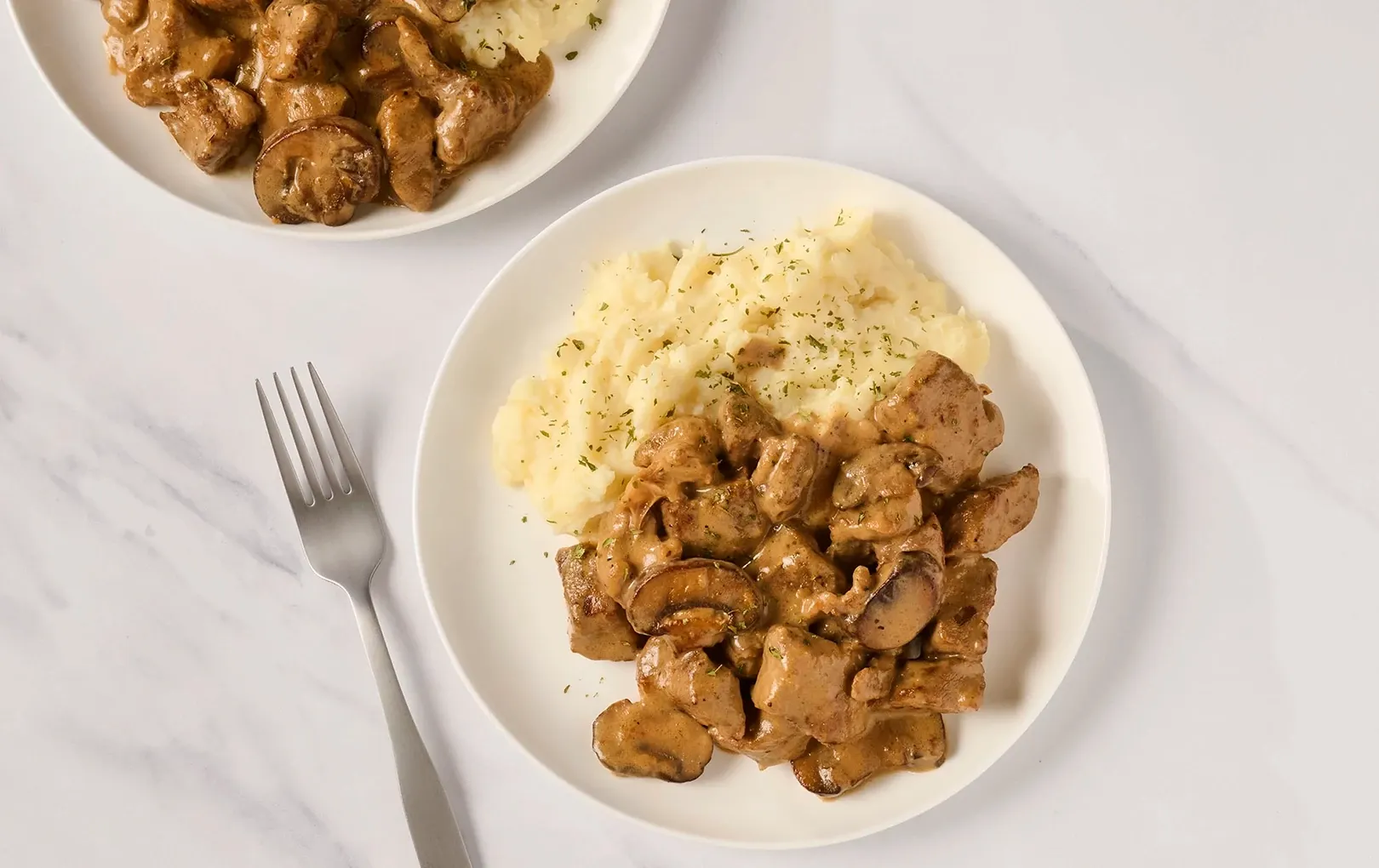 Creamy Caramelized Onion & Mushroom Steak Bites