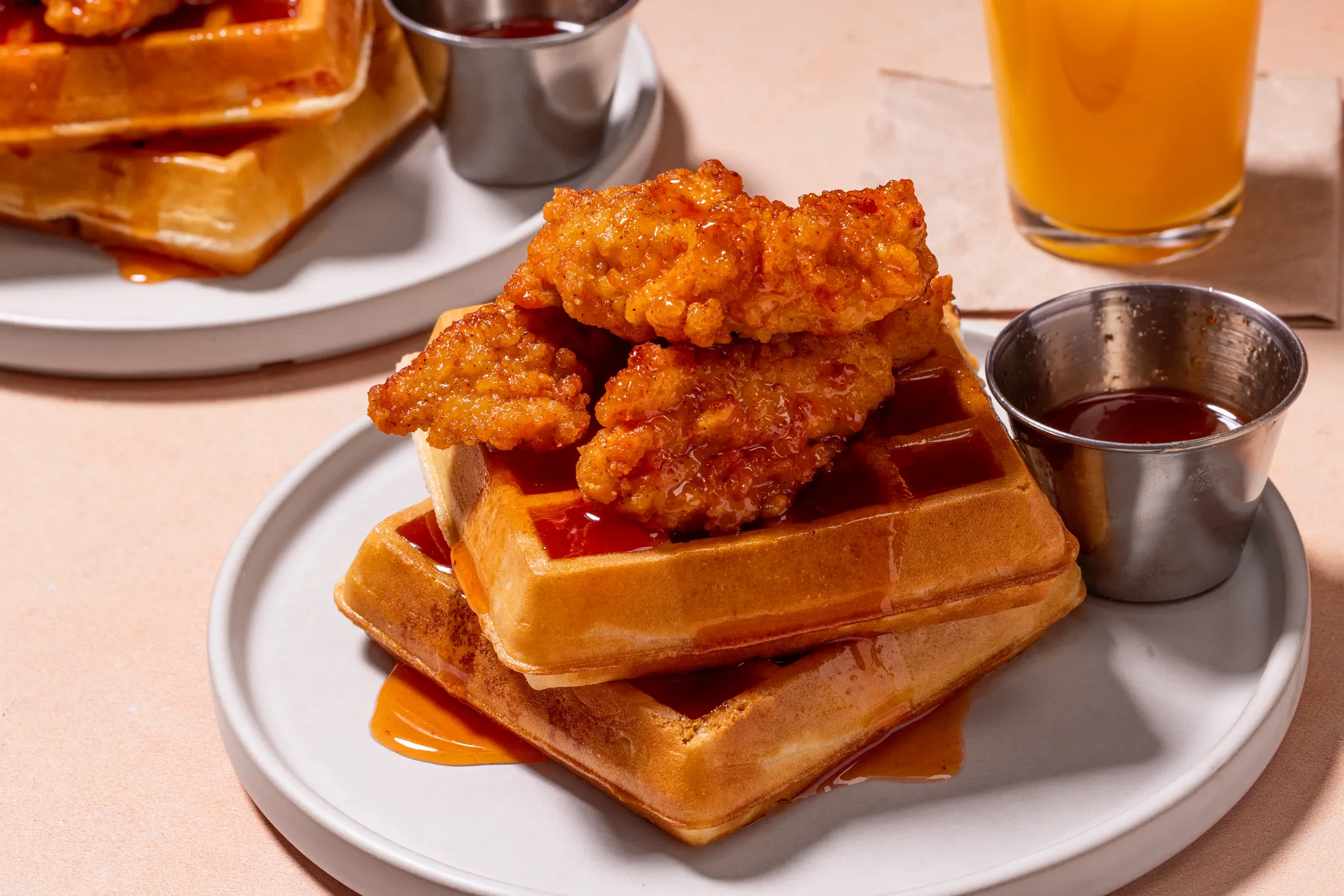 Garlic Buffalo Chicken and Waffles