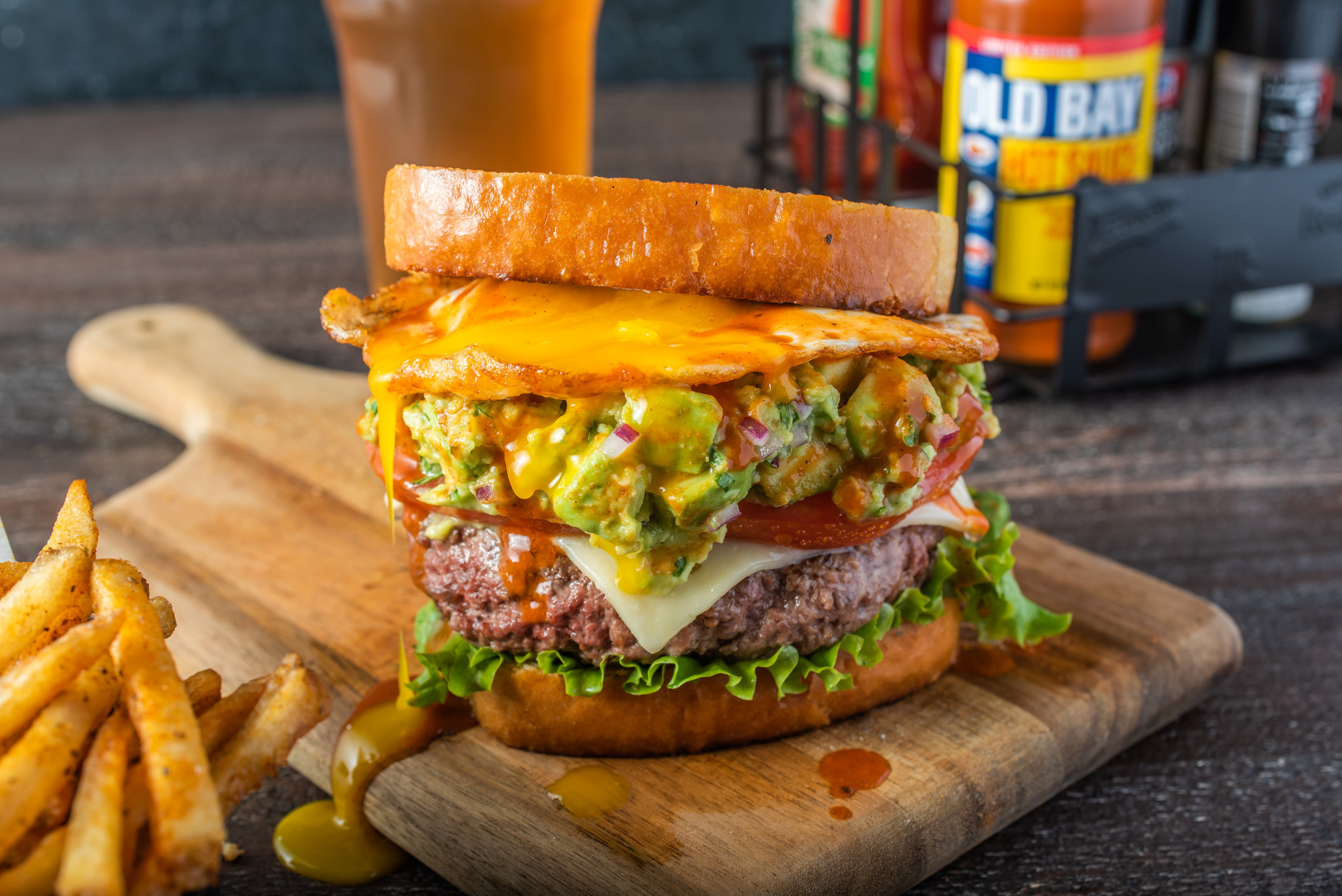 Fiery OLD BAY® Hot Sauce Guacamole Burger