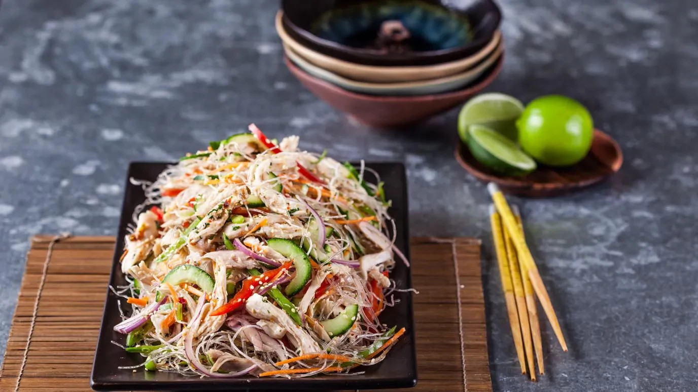 Thai Turkey Glass Noodle Salad with Garlic and Cilantro