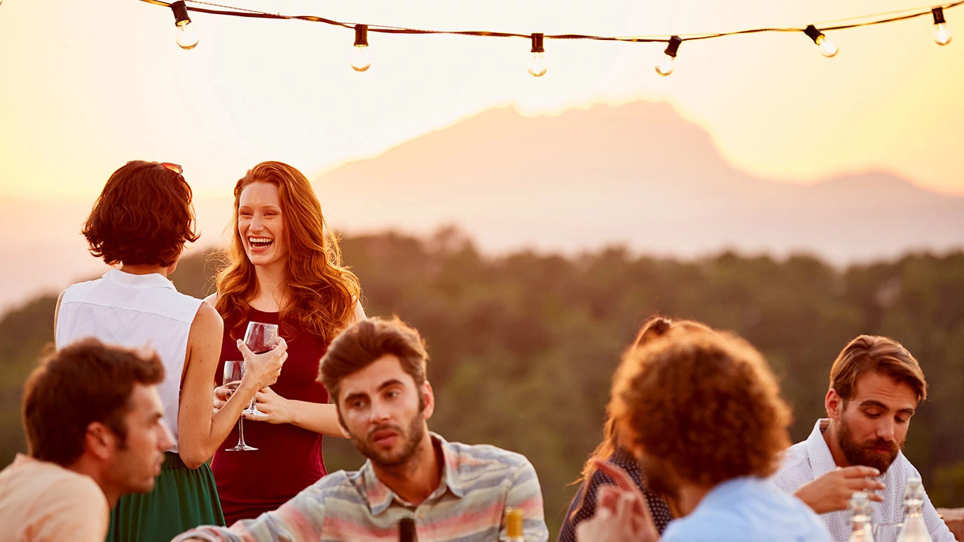Friends Enjoying a Summer Dinner