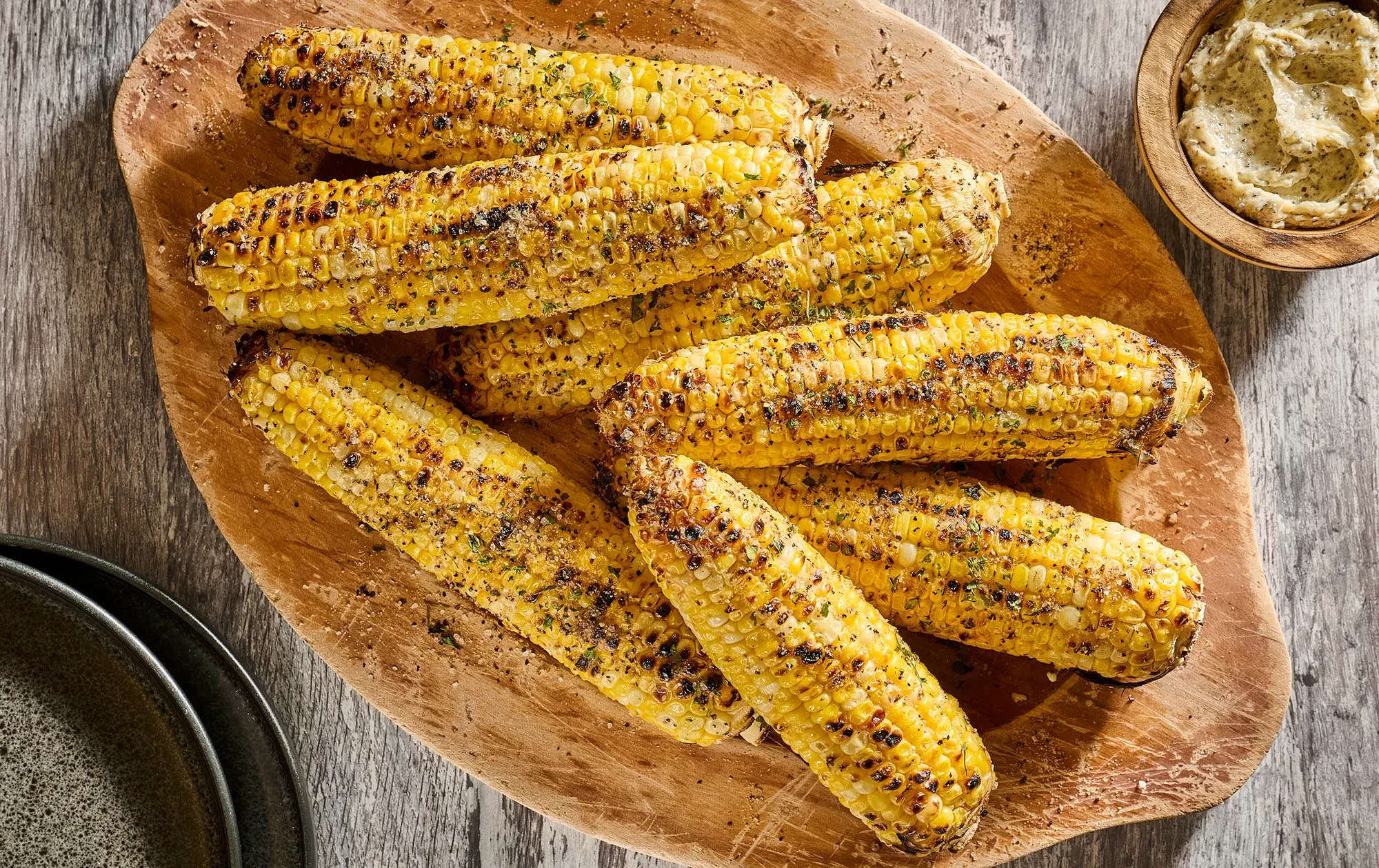 Salt, Pepper, Garlic and Truffle Buttery Grilled Corn