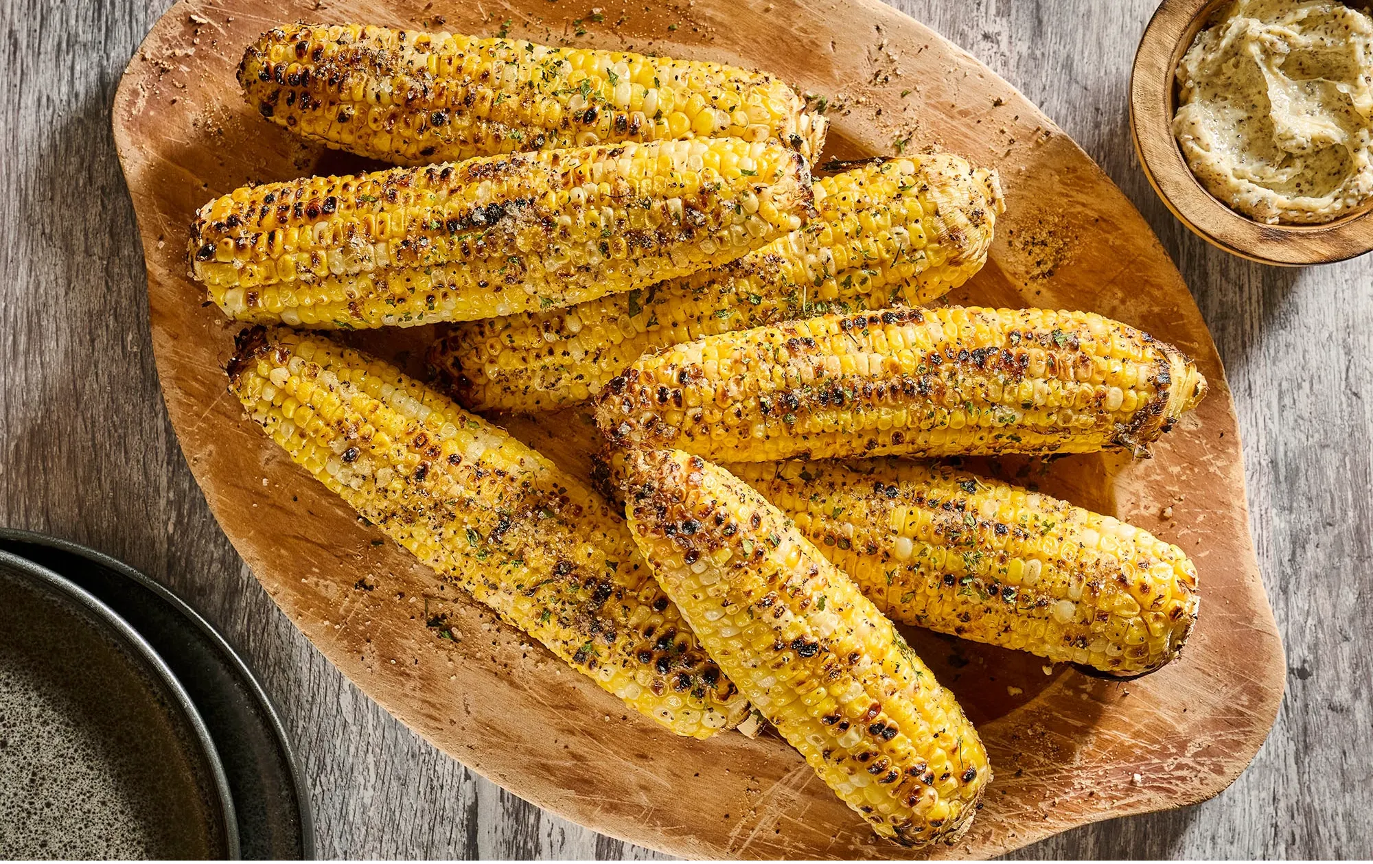 Salt, Pepper, Garlic and Truffle Buttery Grilled Corn