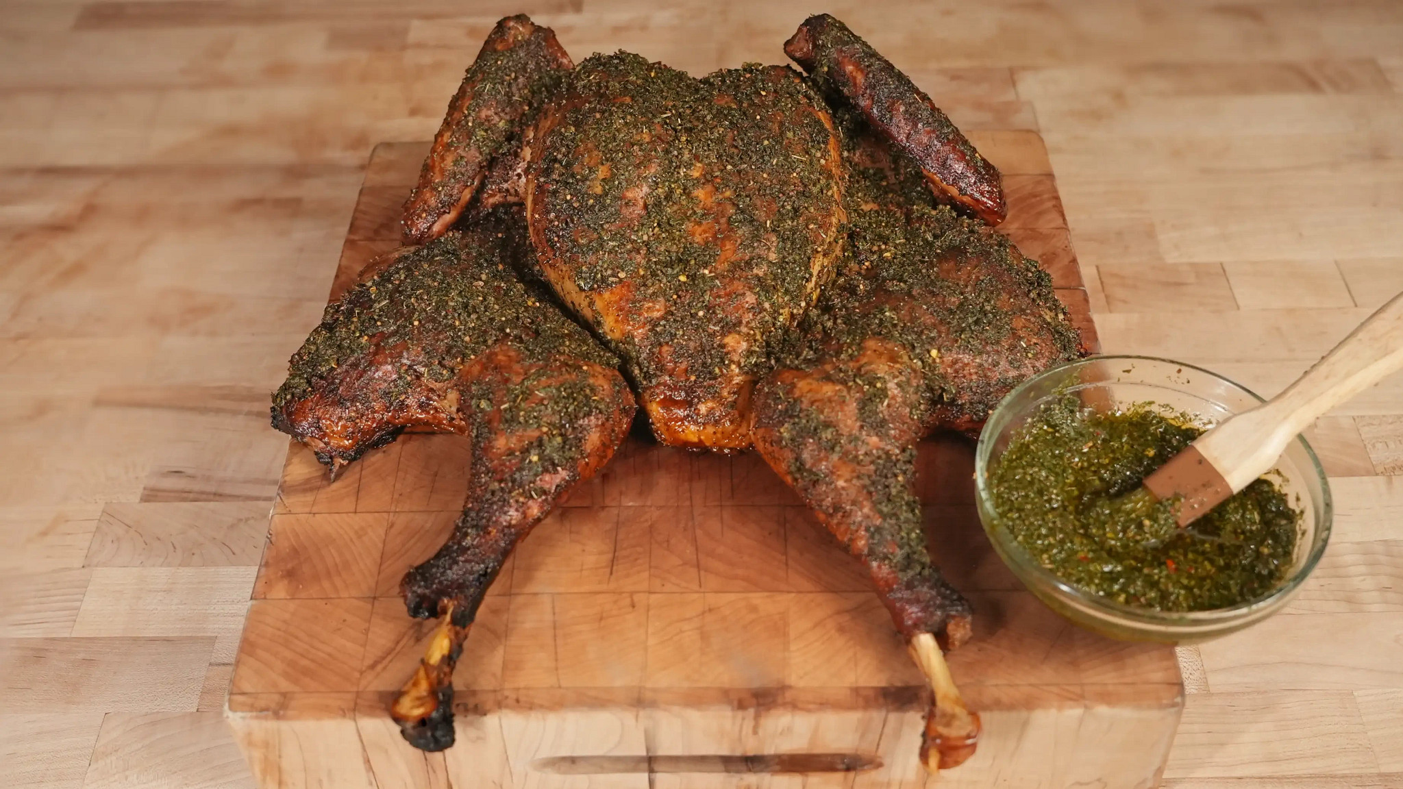 Spatchcocked Smoked Chimichurri Turkey