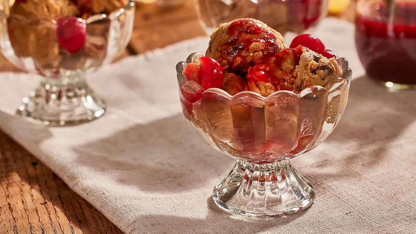 Edible Peanut Butter Cookie Dough with Tart Cherry Topping