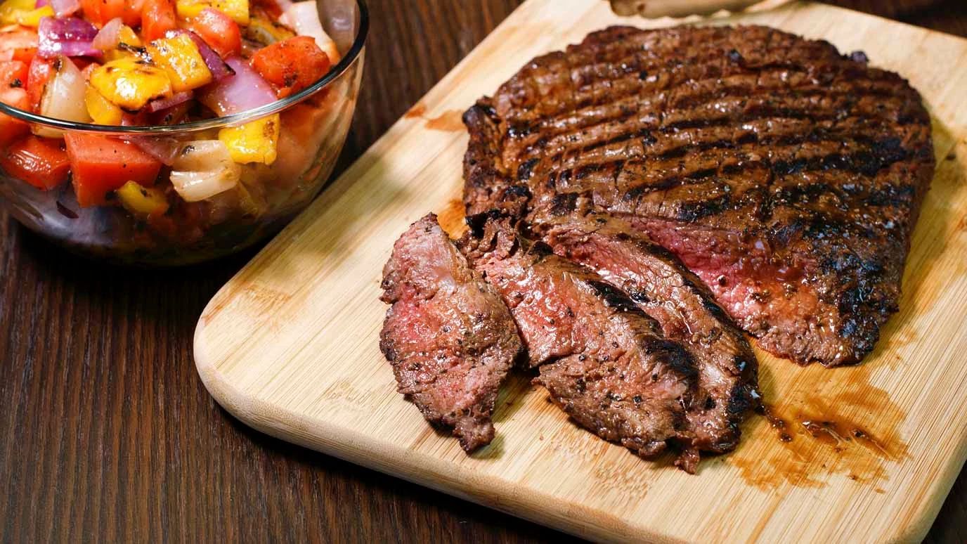 Grilled Montreal Flank Steak with Charred Tomato Salsa