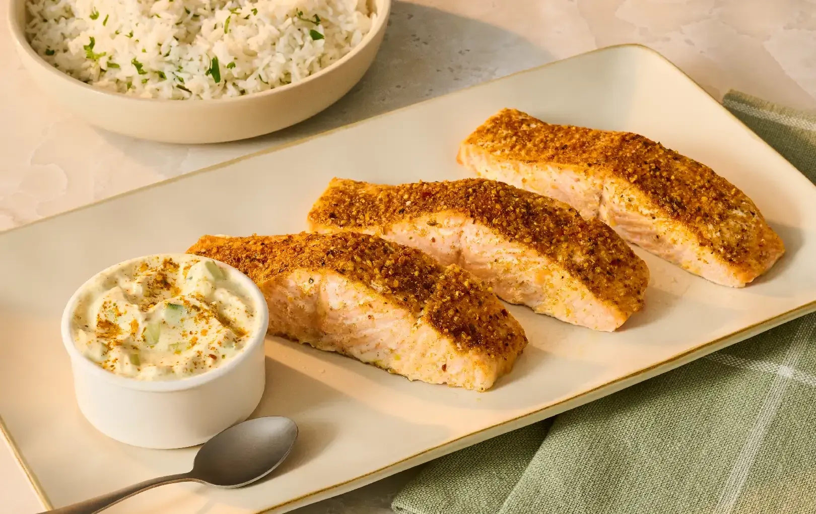 Indian Spiced Salmon with Cucumber Sauce