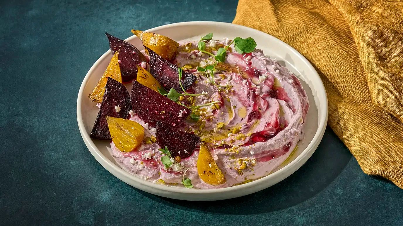 Black Currant Labneh with Roasted Beets