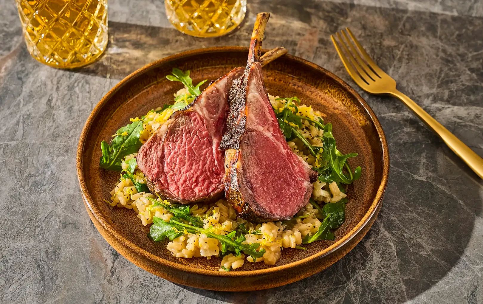 Grilled Lamb Chops with Lemon Risotto