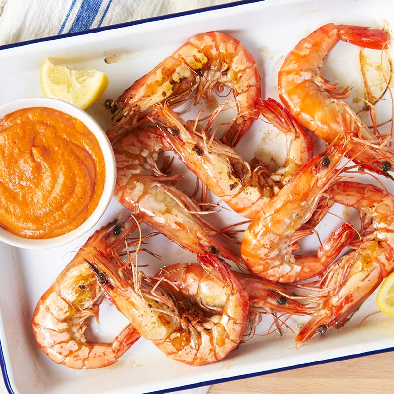 Grilled Prawns with Romesco Sauce