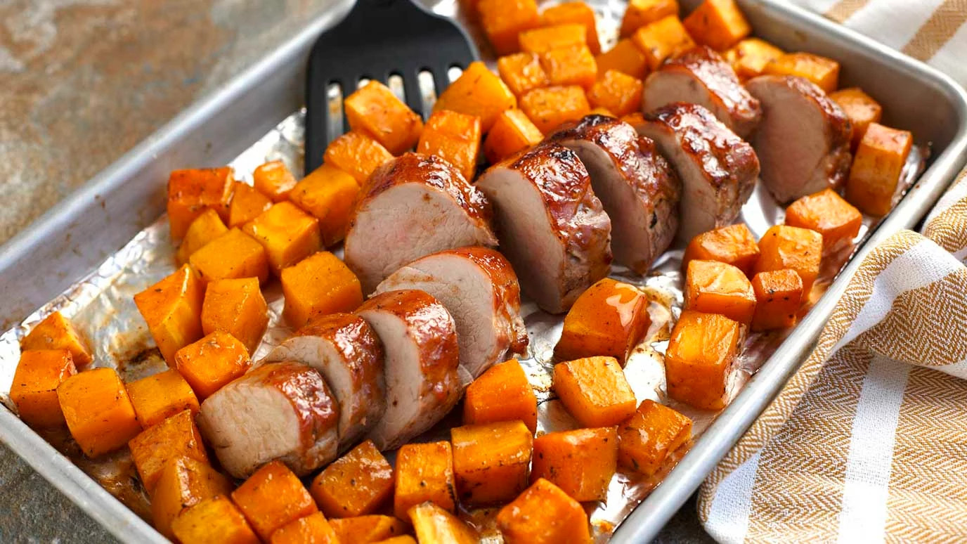 Oven Roasted Honey Bourbon Pork & Butternut Squash