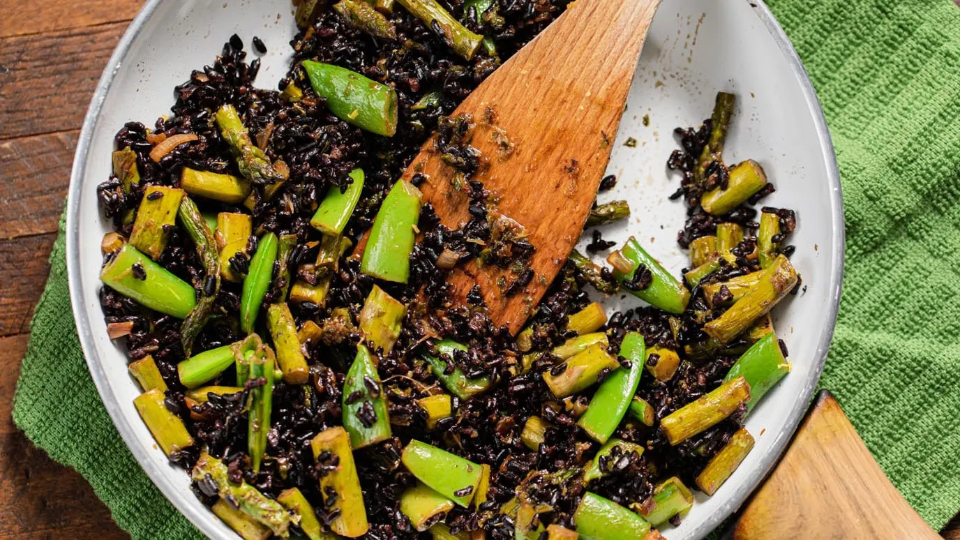 Black Rice Salad with Asparagus and Basil