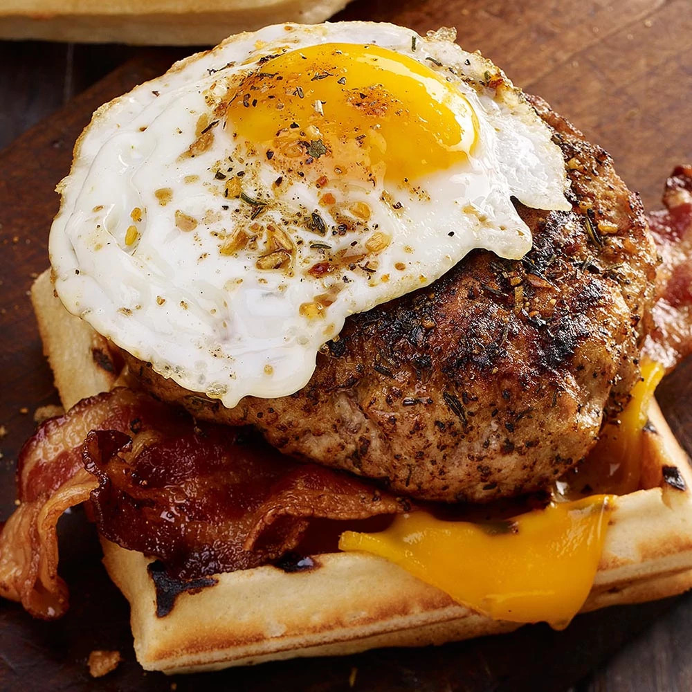 Smoky Maple Sage Pork Breakfast Burger