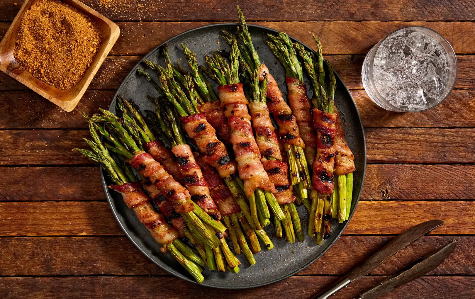Brown Sugar Bourbon Bacon Wrapped Grilled Asparagus