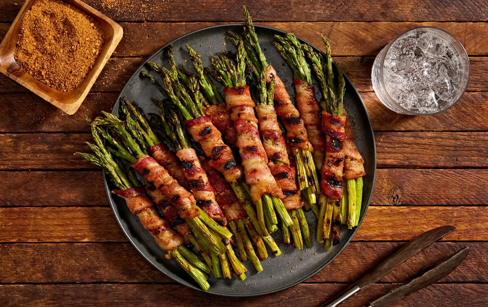 Brown Sugar Bourbon Bacon Wrapped Grilled Asparagus