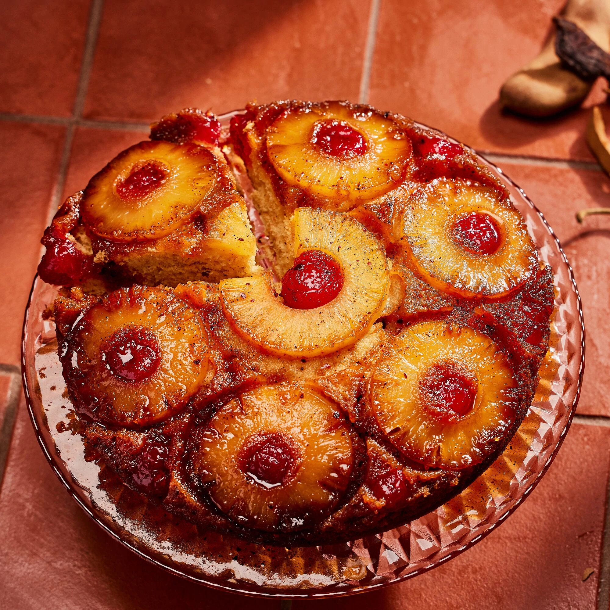 Tamarind Pasilla Pineapple Upside-Down Cake