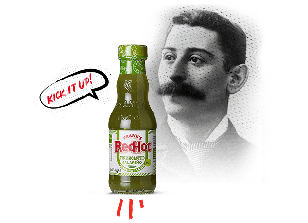 founder of franks redhot with a bottle of franks buffalo sauce saying wings founder of franks redhot with a bottle of franks buffalo sauce saying wings