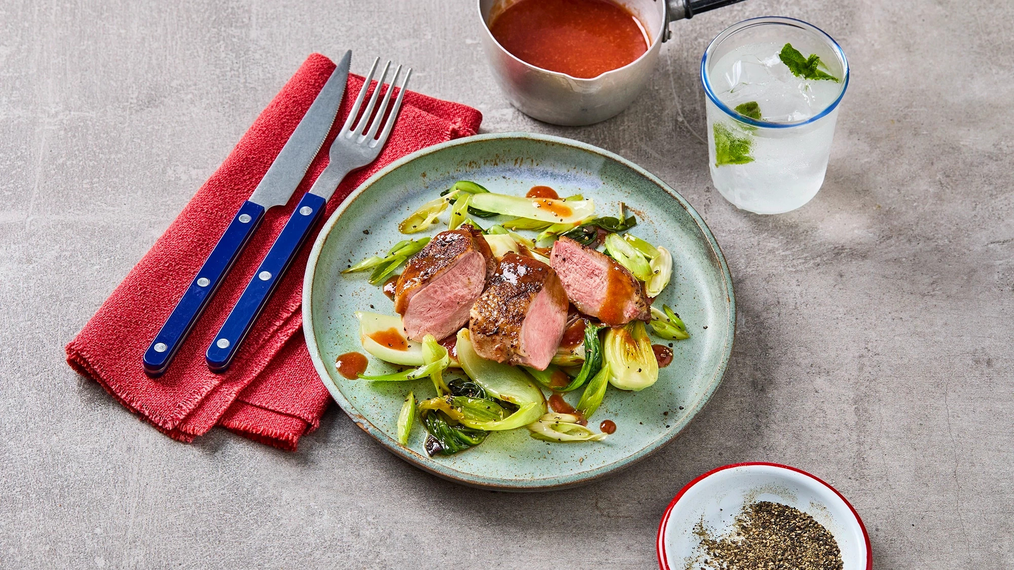 Crispy Duck Breast with a Plum & Star Anise Sauce