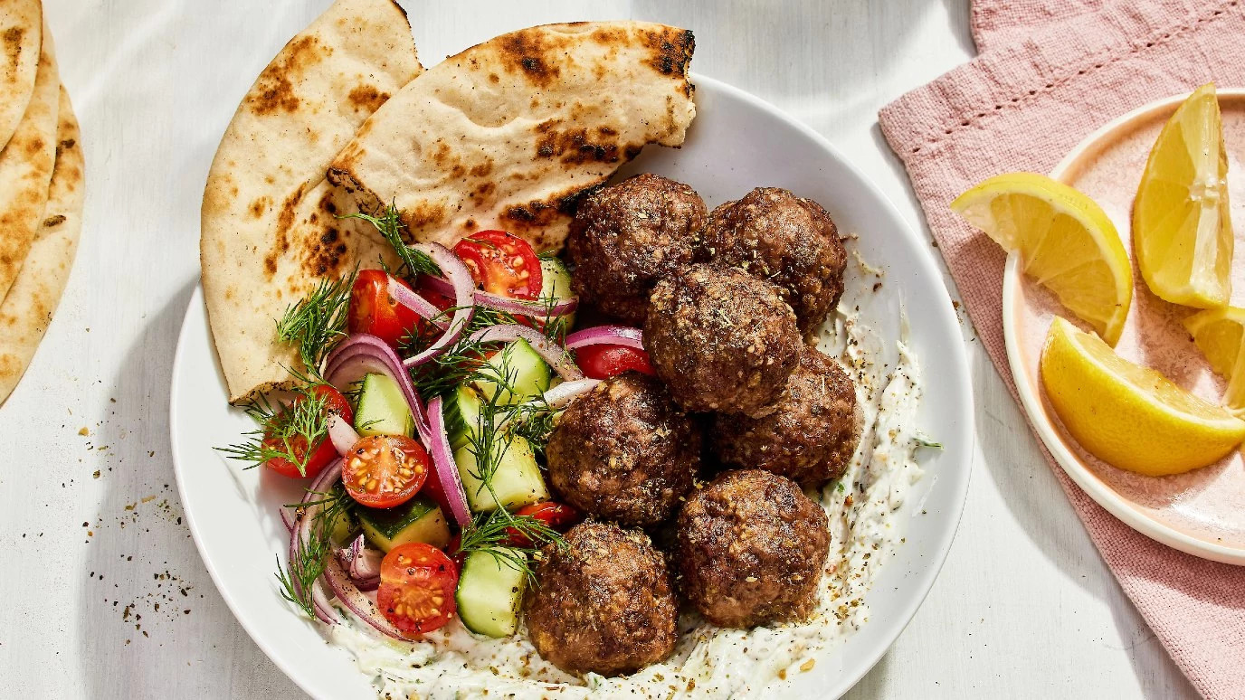 Greek Meatballs with Tzatziki Sauce (Keftedes)
