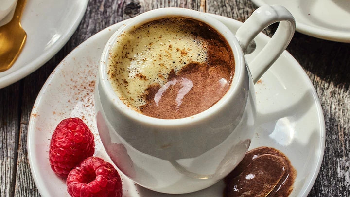 Dark Chocolate Pots de Crème with Whiskey Sabayon