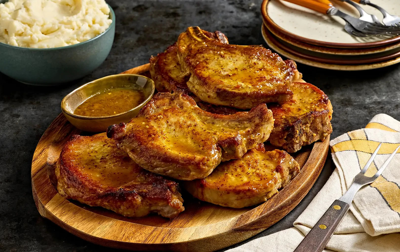Smoked Pork Chops with Sweet Mustard Glaze