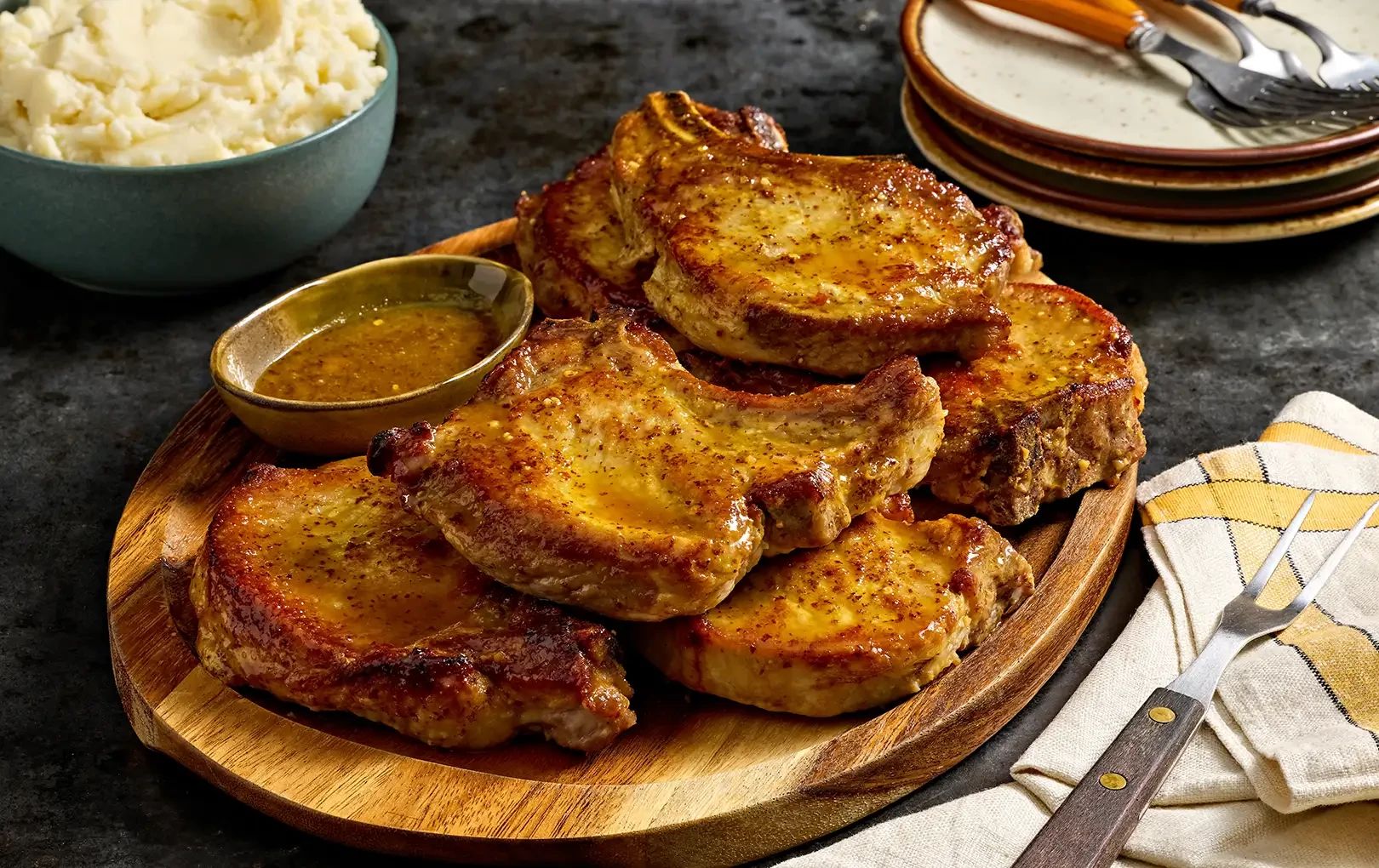 Smoked Pork Chops with Sweet Mustard Glaze