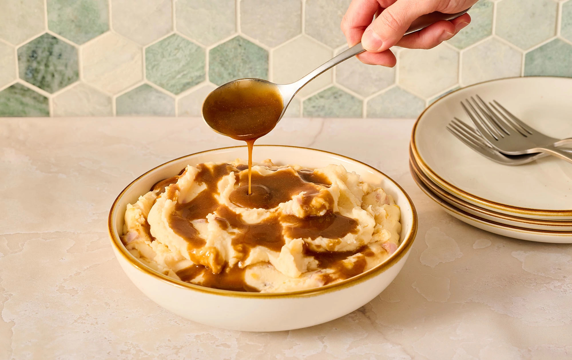 Cheesy Loaded Mashed Potatoes with Ham