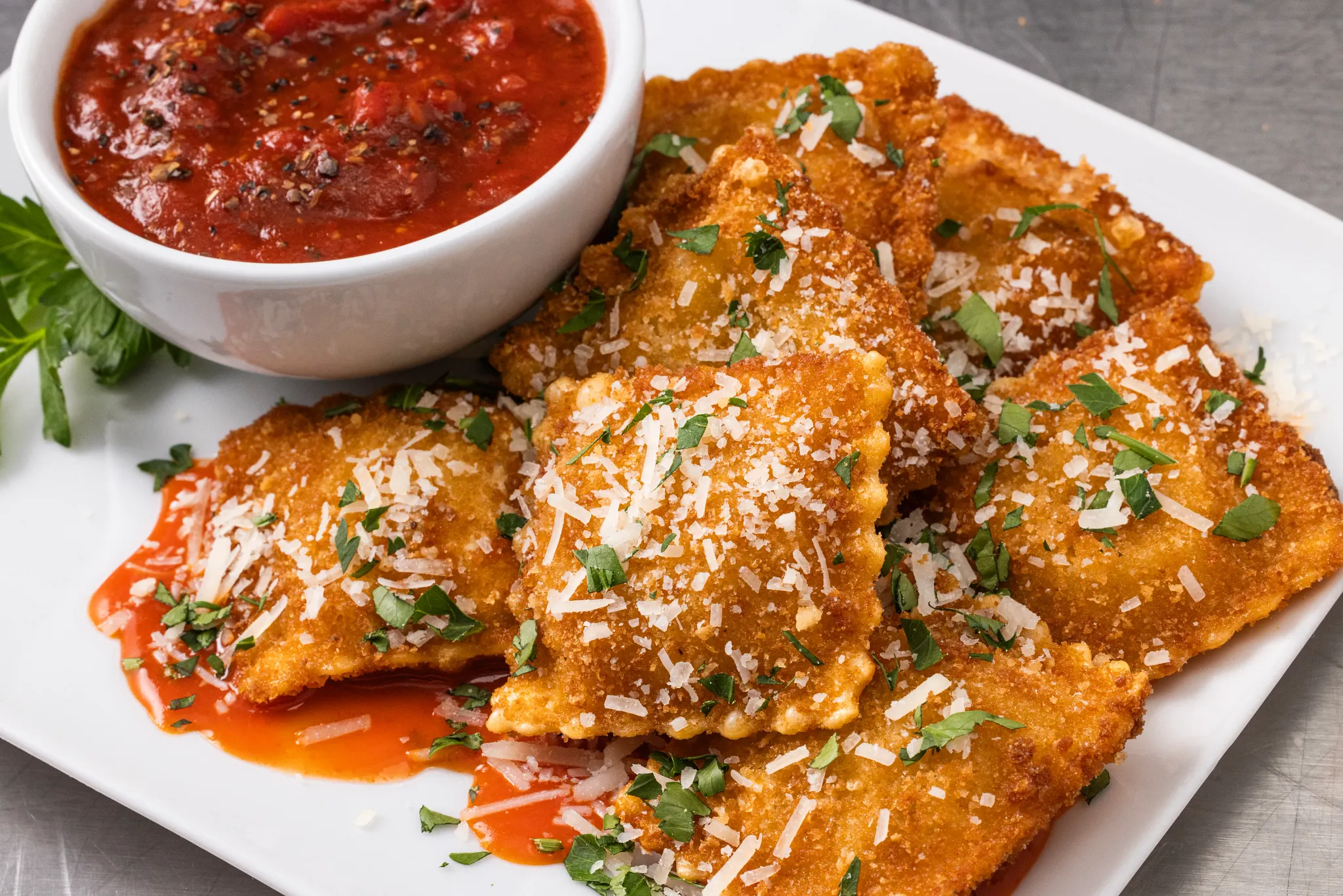 Garlic Buffalo Toasted Ravioli