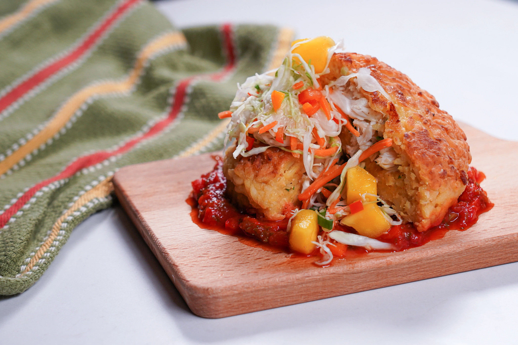 Crab Stuffed Yellow Rice Cakes with Mango Pikliz Zatarain's