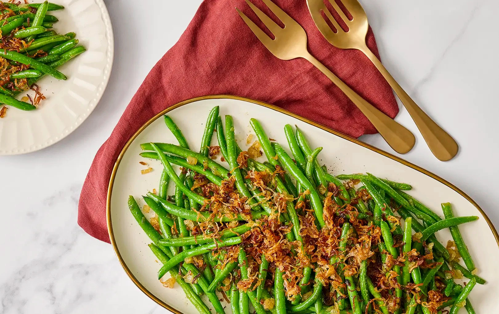 Maple Glazed Green Beans with Crispy Shallots