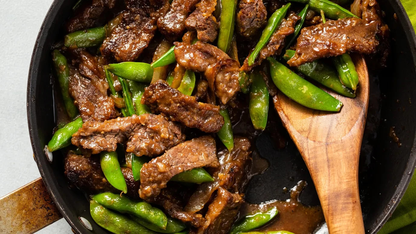 Steak and Sugar Snap Peas in Ginger Sauce
