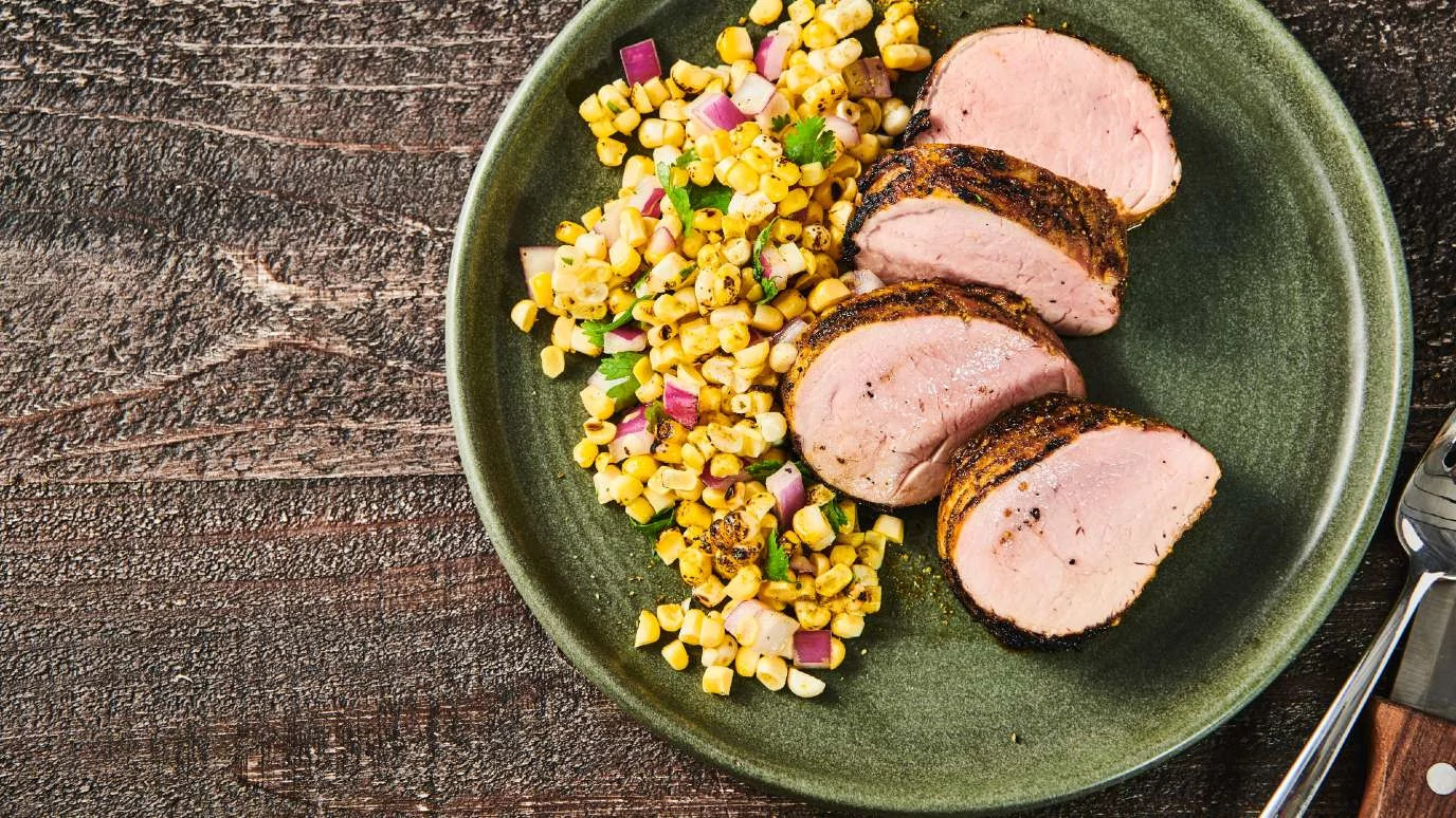 Grilled Jalapeno and Honey Pork Tenderloin with Corn Salad