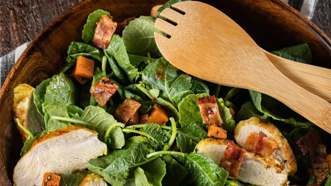 Roasted Sweet Potato, Chicken and Kale Salad