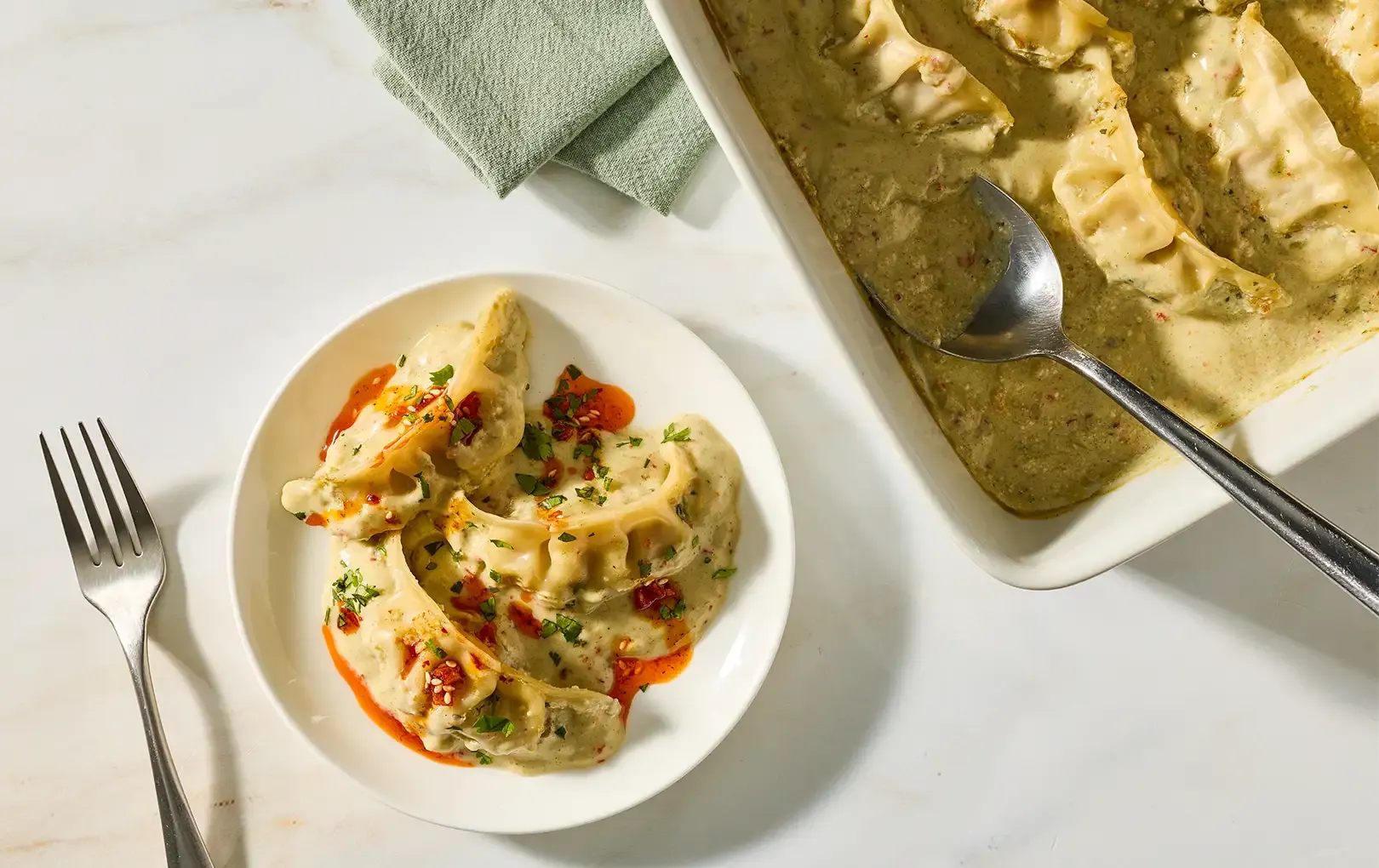 Thai Green Curry Baked Potstickers