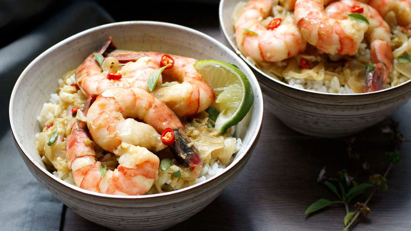 Shrimp and Basil Green Curry