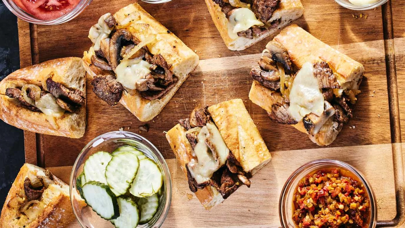 Garlic Butter Mushroom and Onion Cheesesteak