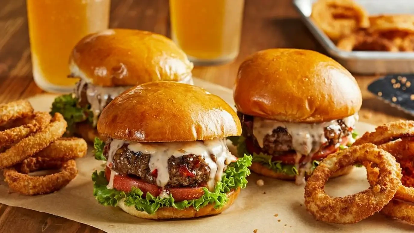 Grilled Burgers with Sweet Chili Mayo