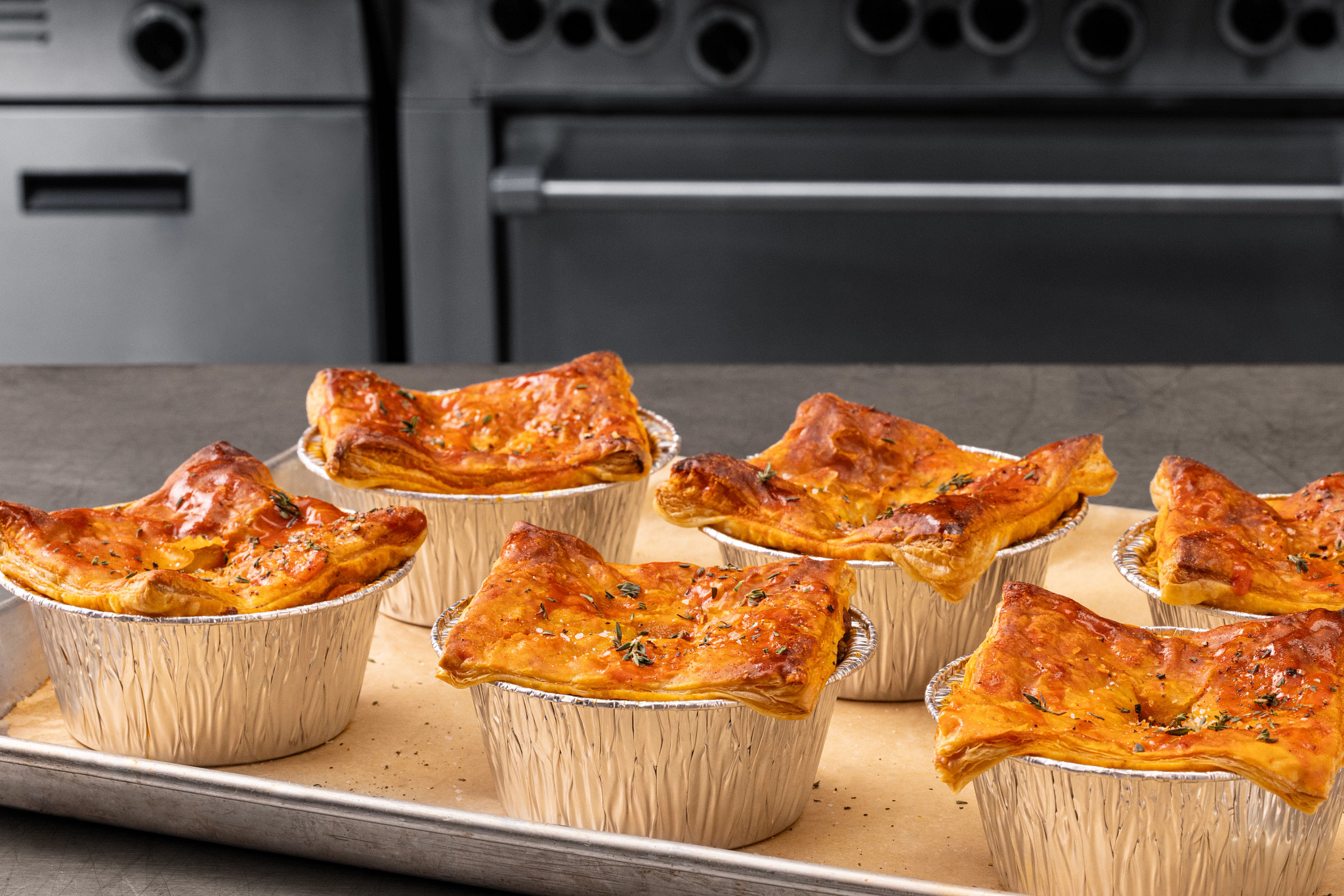 Garlic Buffalo Chicken Pot Pies