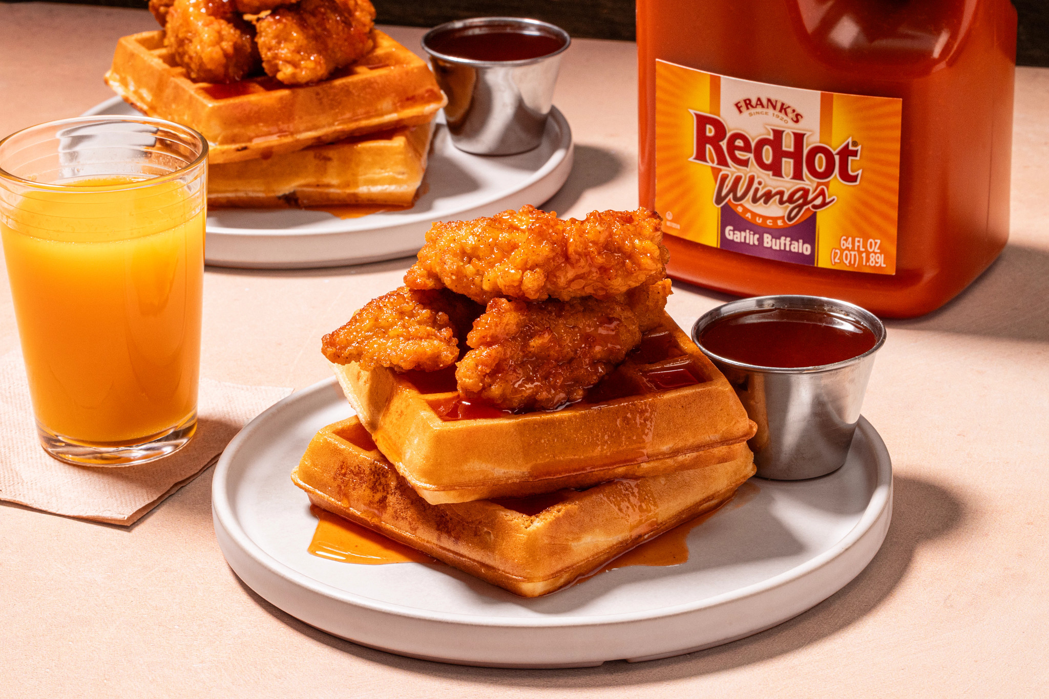 Garlic Buffalo Chicken and Waffles