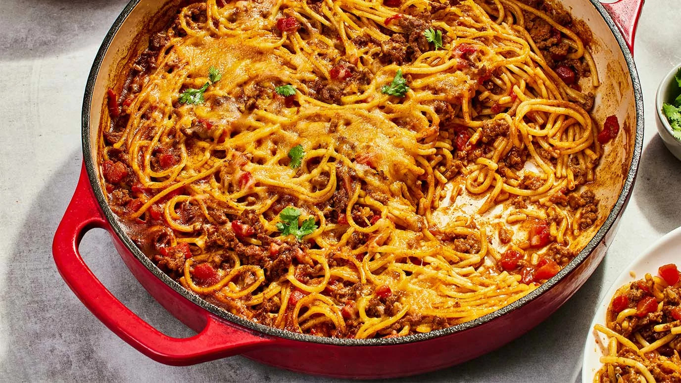 One Pot Taco Spaghetti