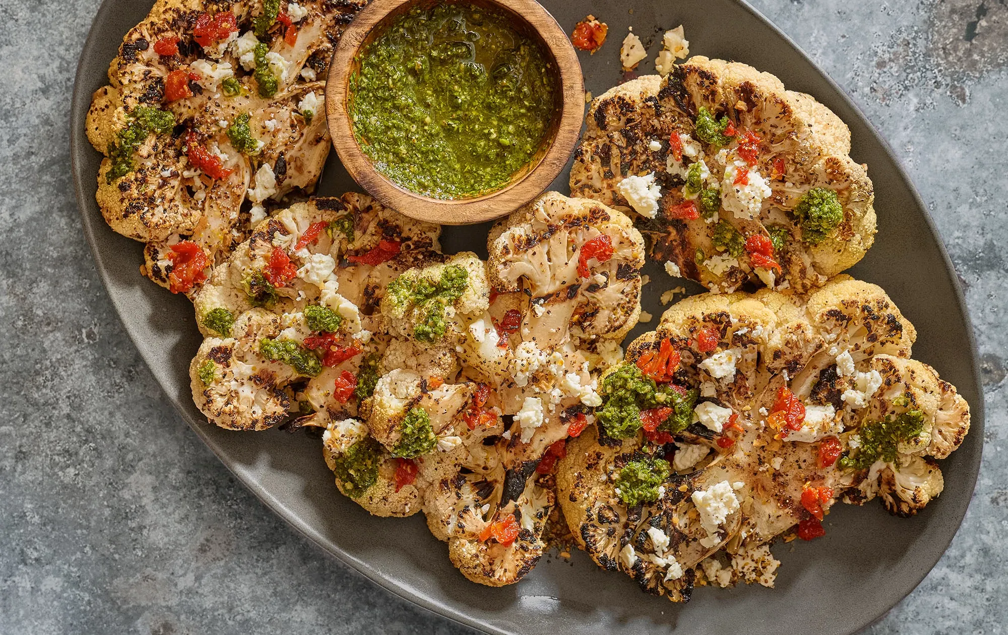 Grilled Cauliflower Steaks with Chimichurri Sauce