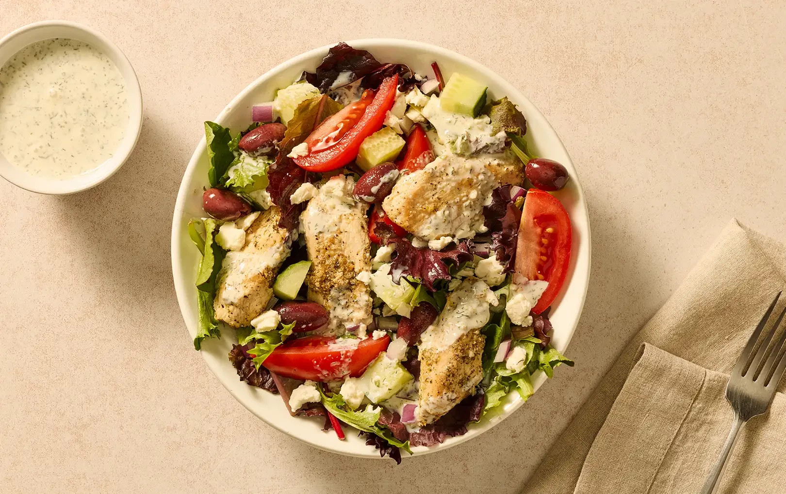 Chicken Gyro Salad with Tzatziki Dressing